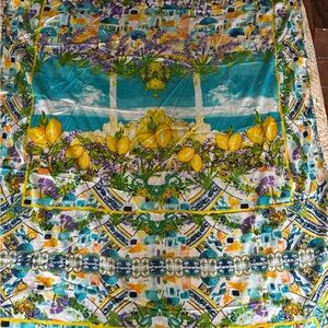 NWT-Antica Sartoria Giacche Cinque Floral and Lemon Print Scarf-Positano, Italy